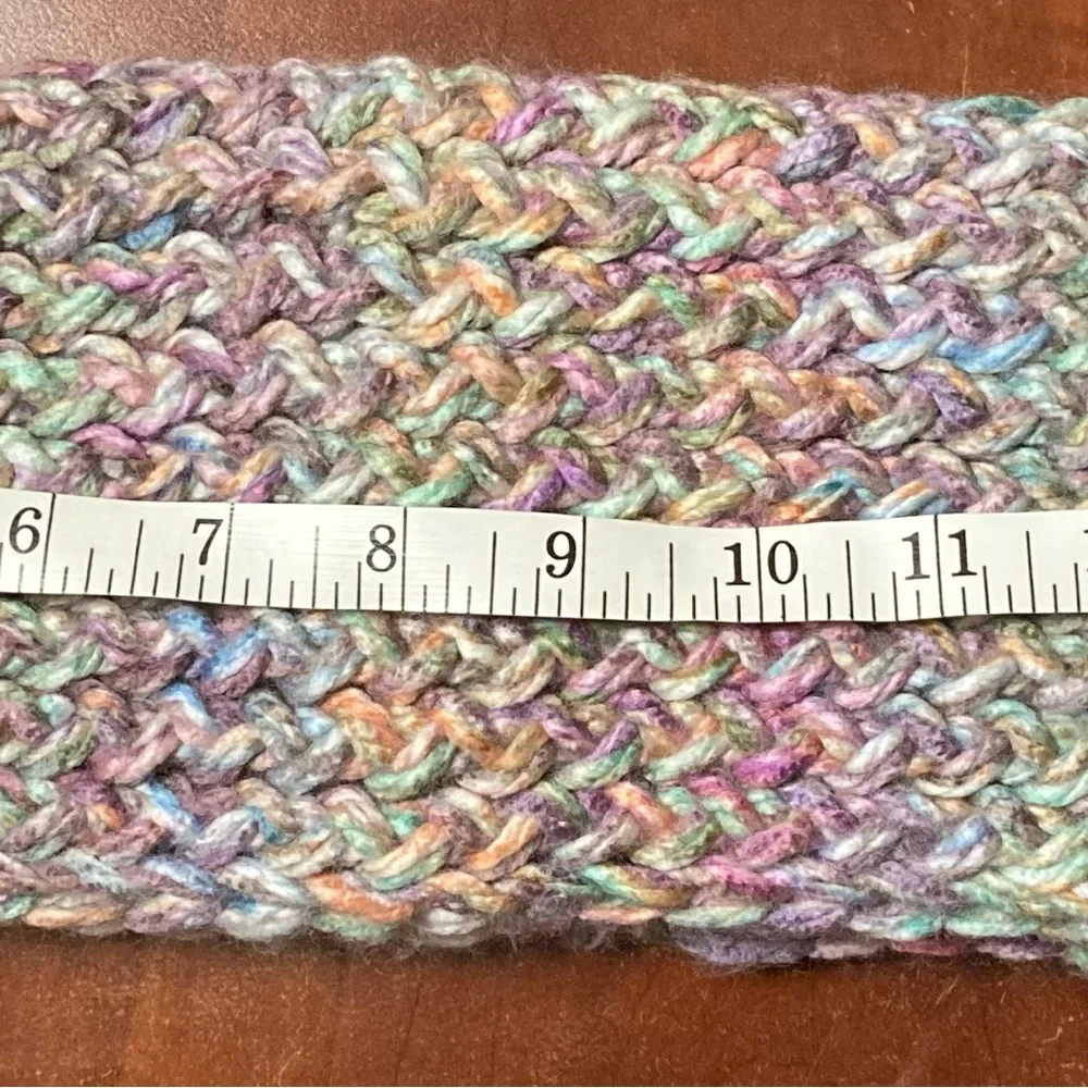 Handmade multicolor knit infinity scarf without twist for adults
